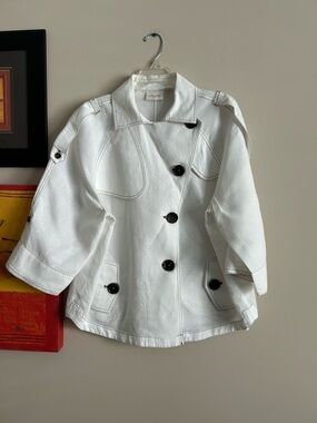 Chico's White Button-Front LinenJacket